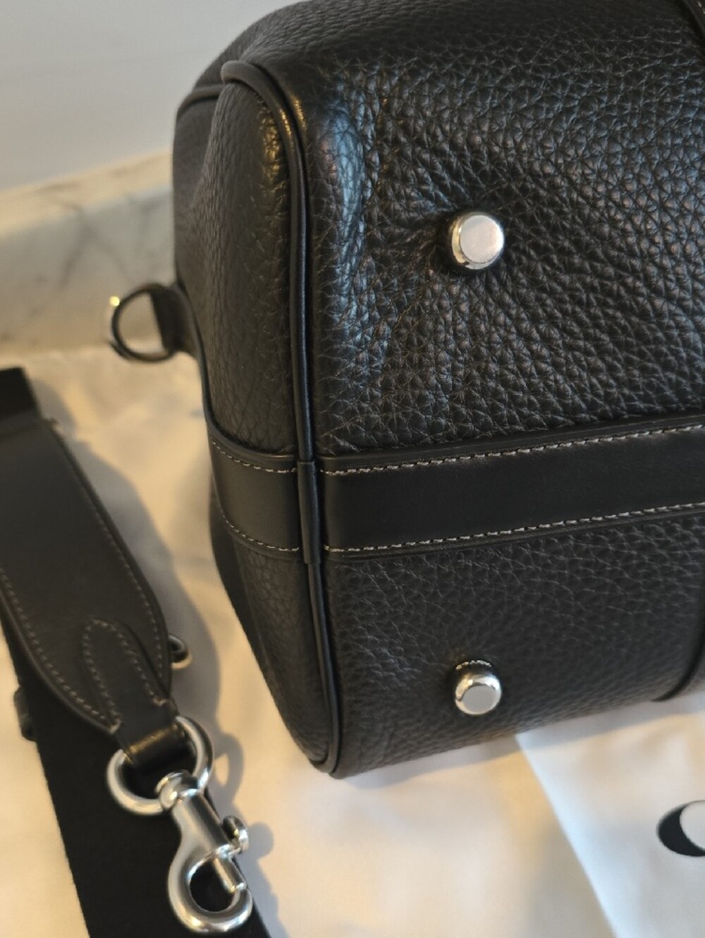 Coach Compass Bag 35 Black Pebbled Leather with Detachable Strap - Picture 9 of 15